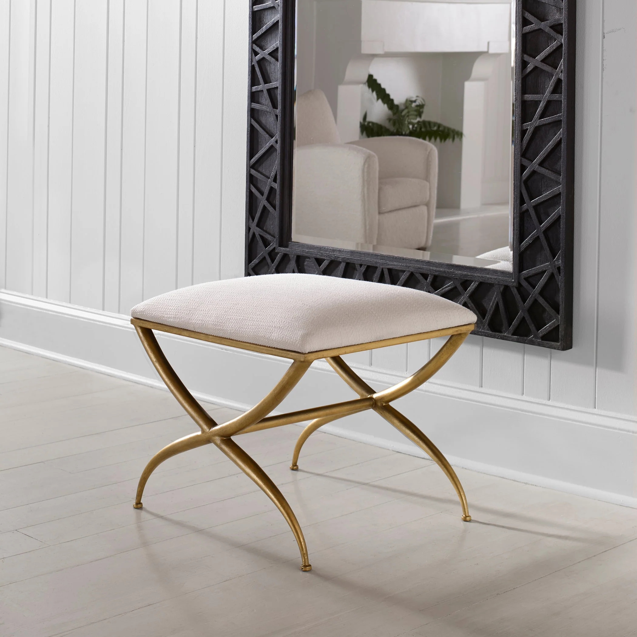 Uttermost Crossing Small White Bench - Image 2