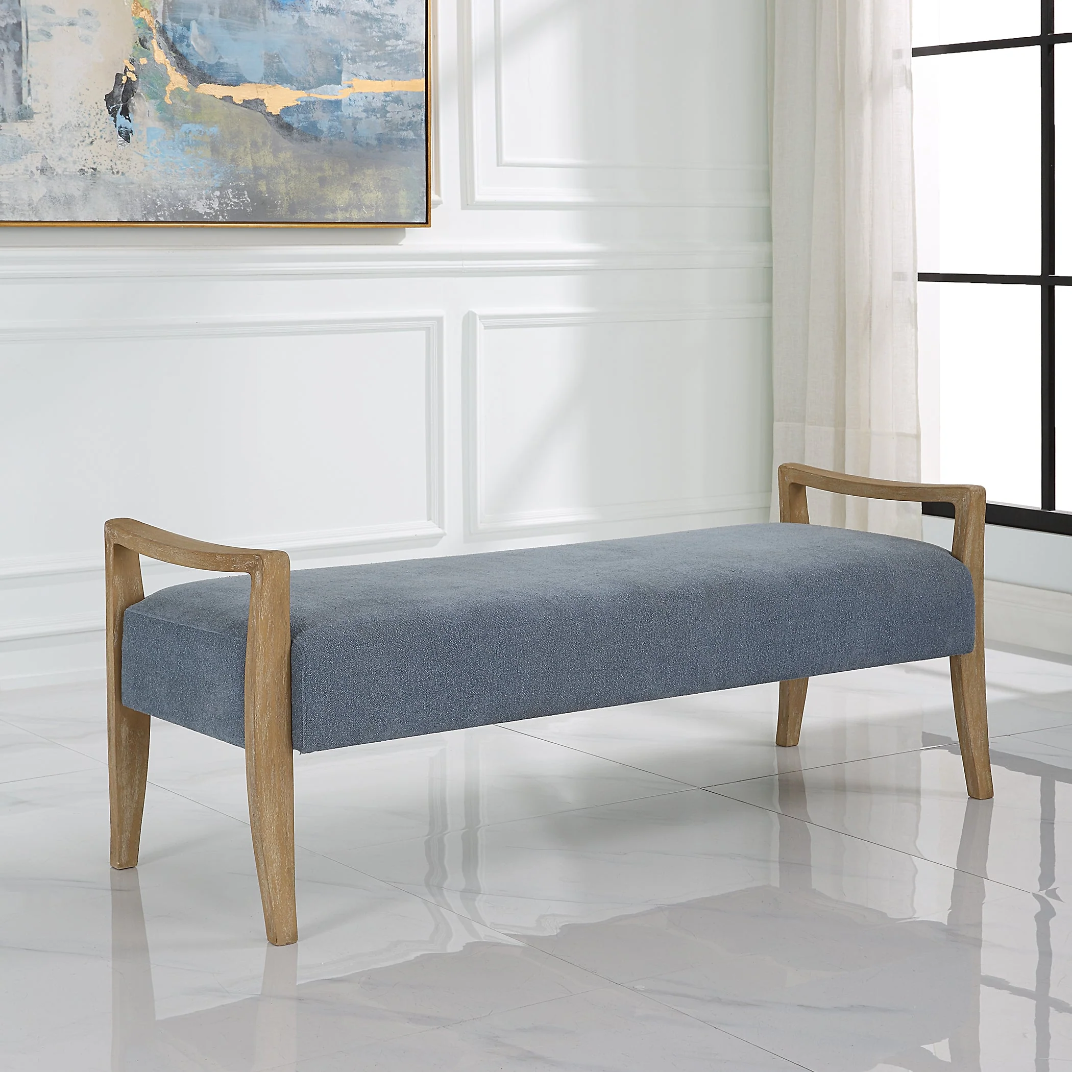 Uttermost Daylight Sky Blue Bench - Image 2