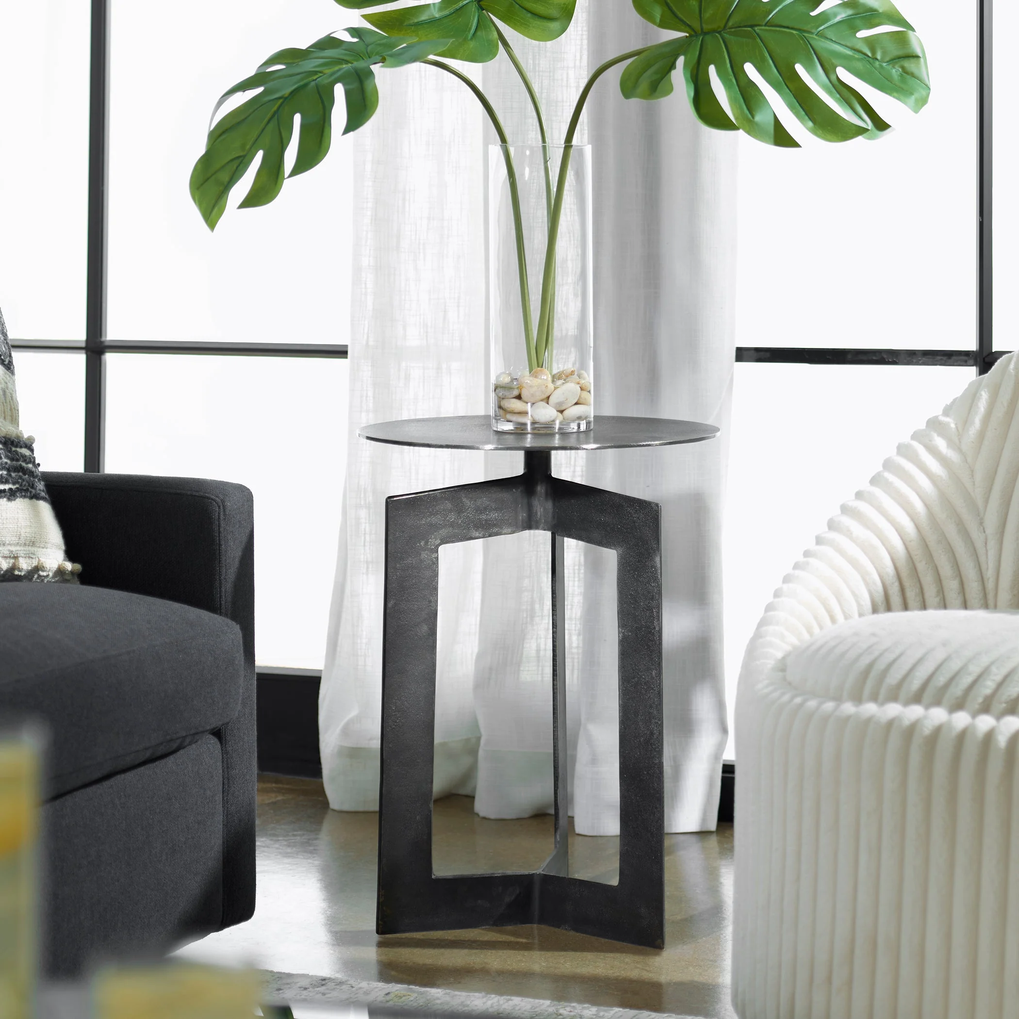 Uttermost Deltoid Gunmetal Accent Table - Image 2