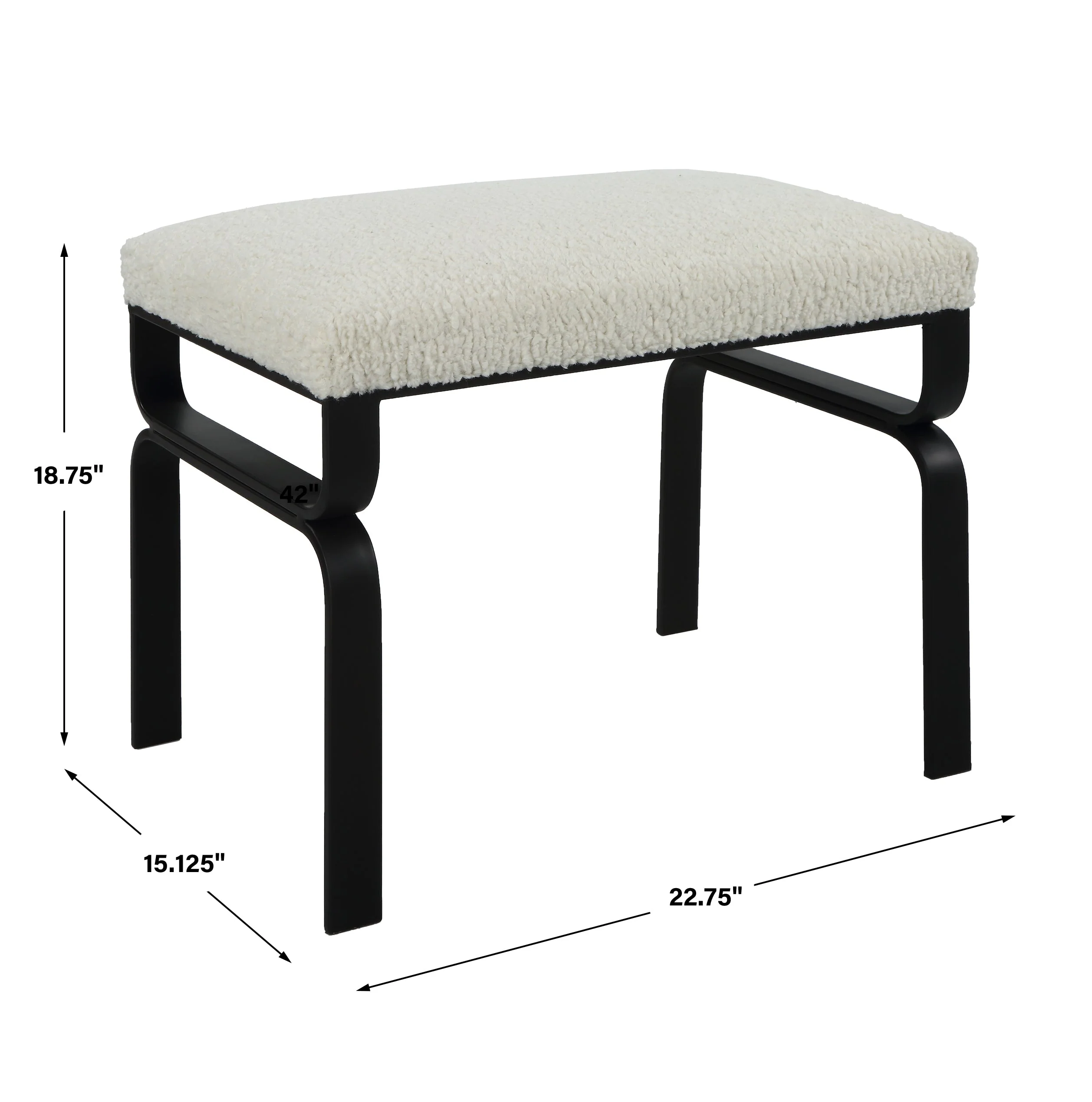 Uttermost Diverge White Shearling Small Bench - Image 4