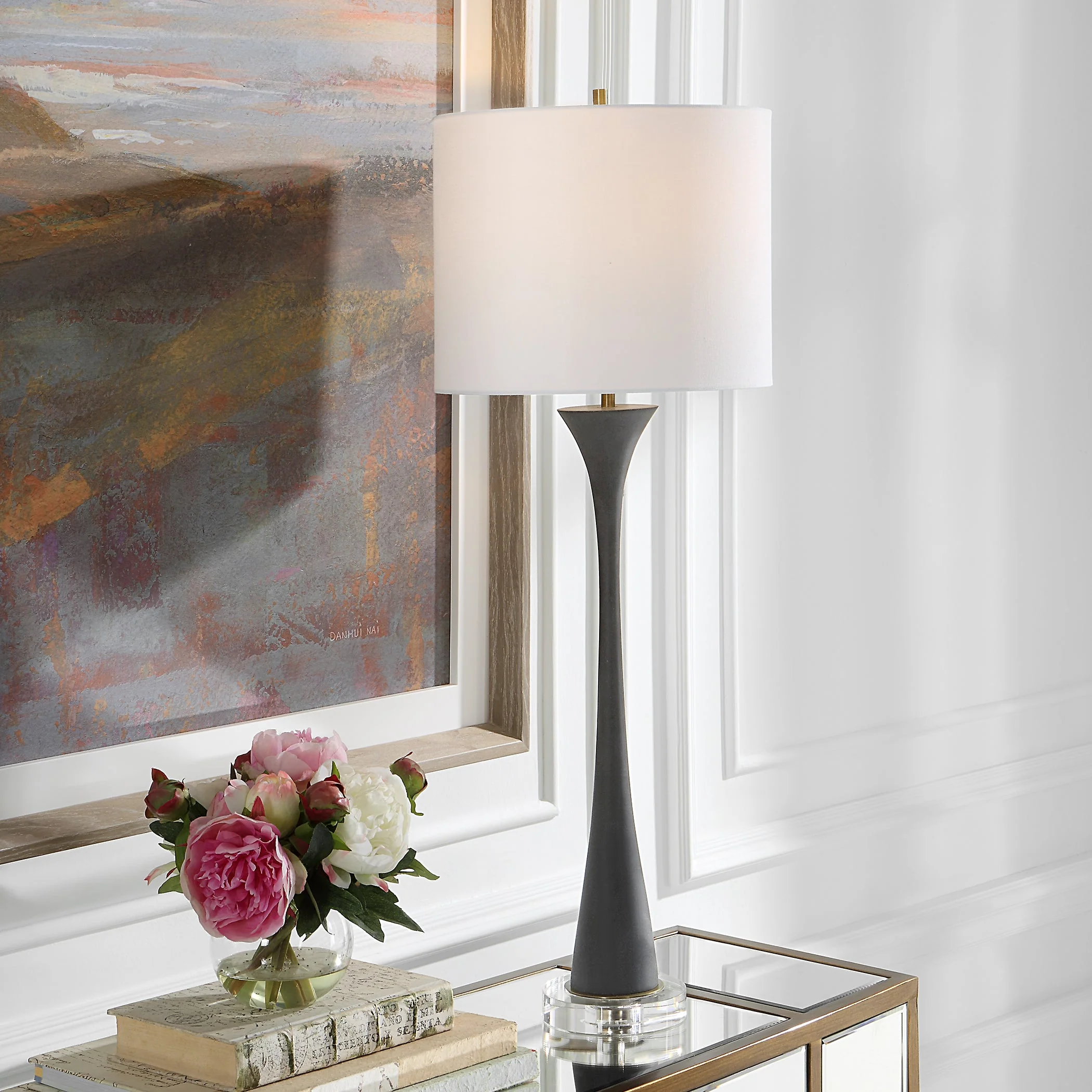 Uttermost Fountain Black Stone Buffet Lamp - Image 2