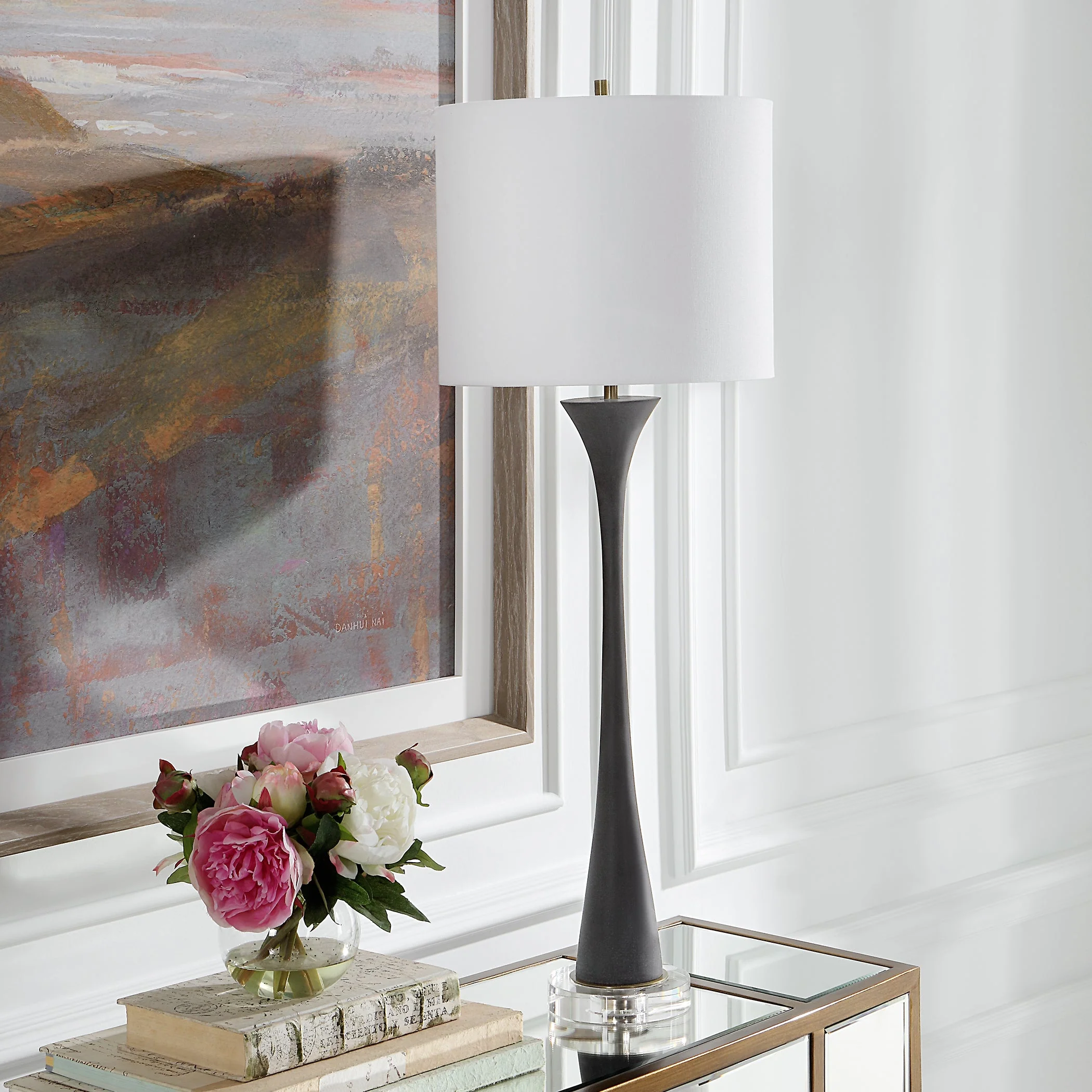Uttermost Fountain Black Stone Buffet Lamp - Image 5