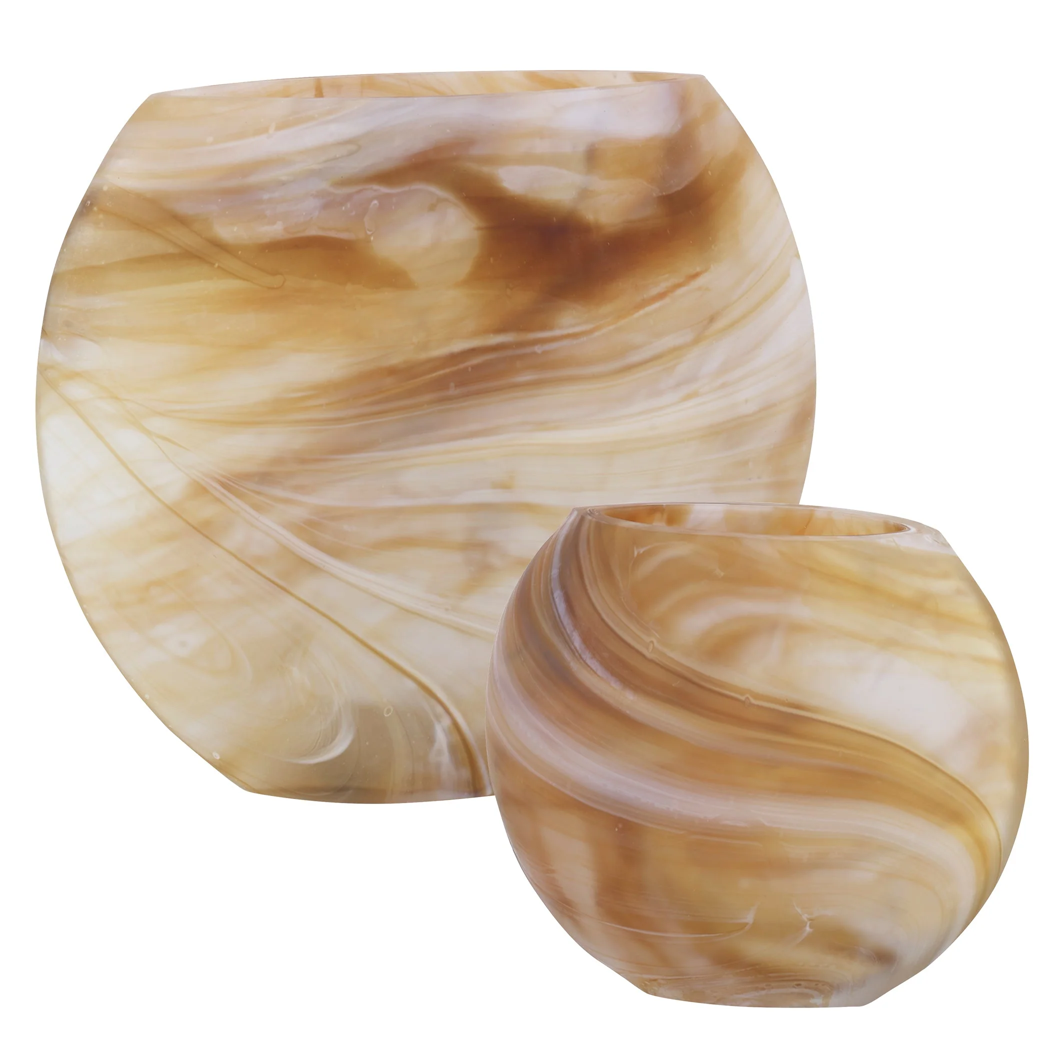 Uttermost Fusion Swirled Caramel & Ivory Vases, Set/2 - Image 5