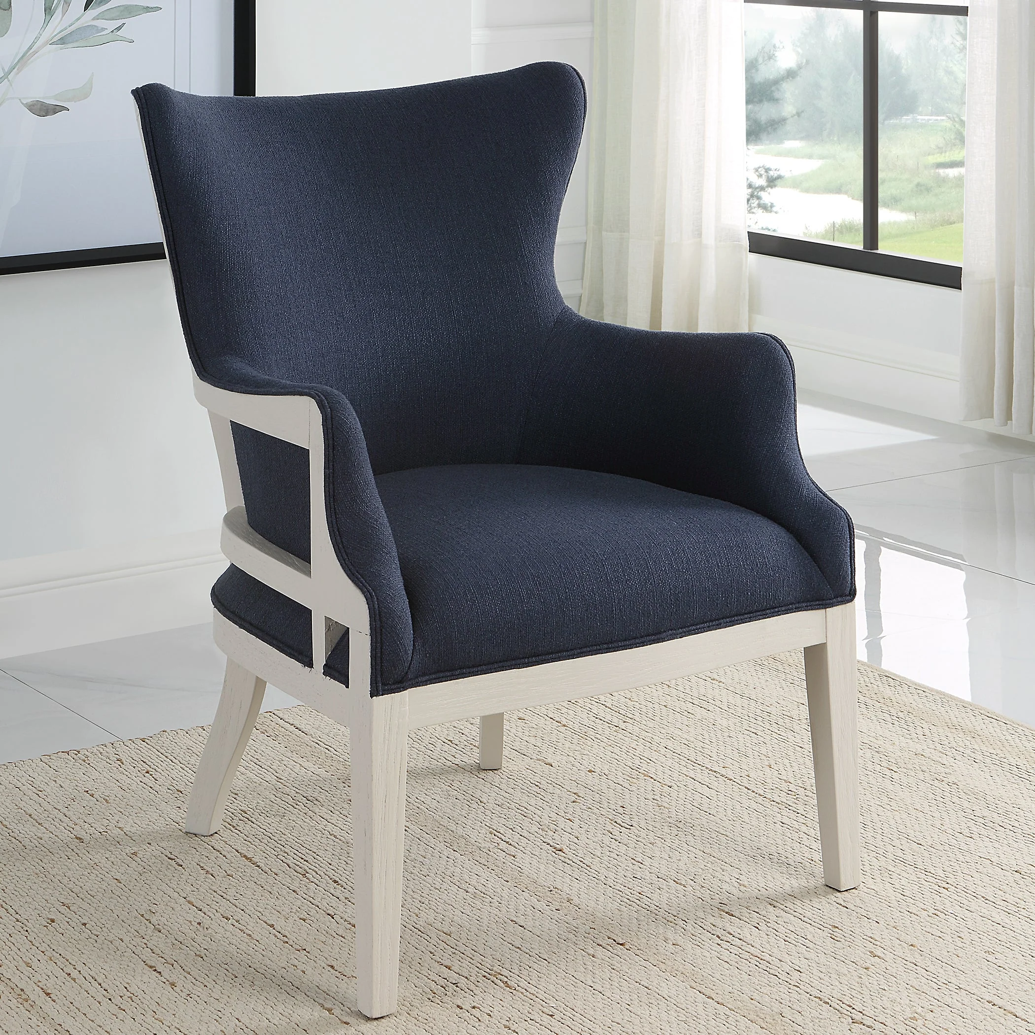 Uttermost Gordonston Blue Fabric Accent Chair - Image 2
