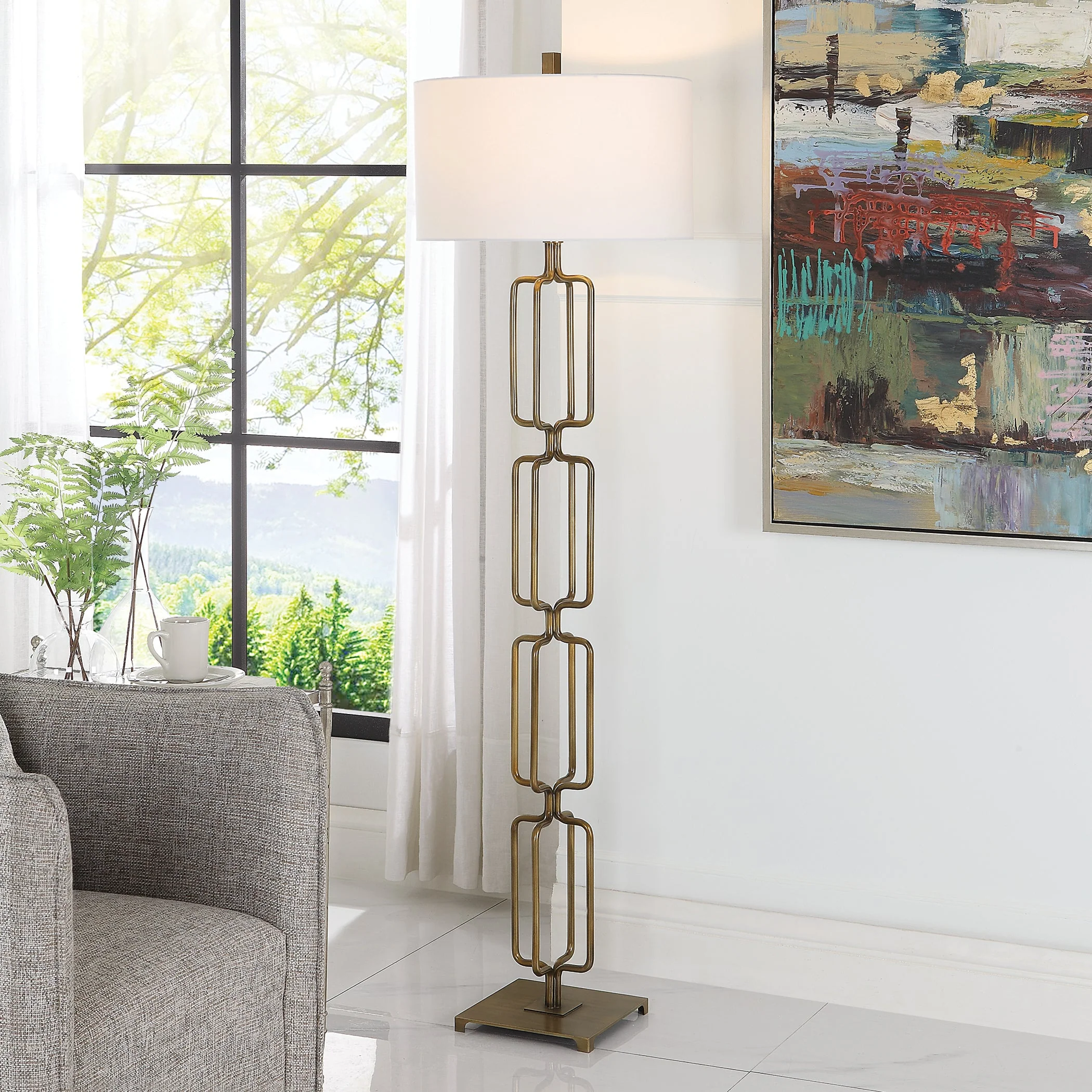 Uttermost Link Brushed Gold Floor Lamp - Image 7