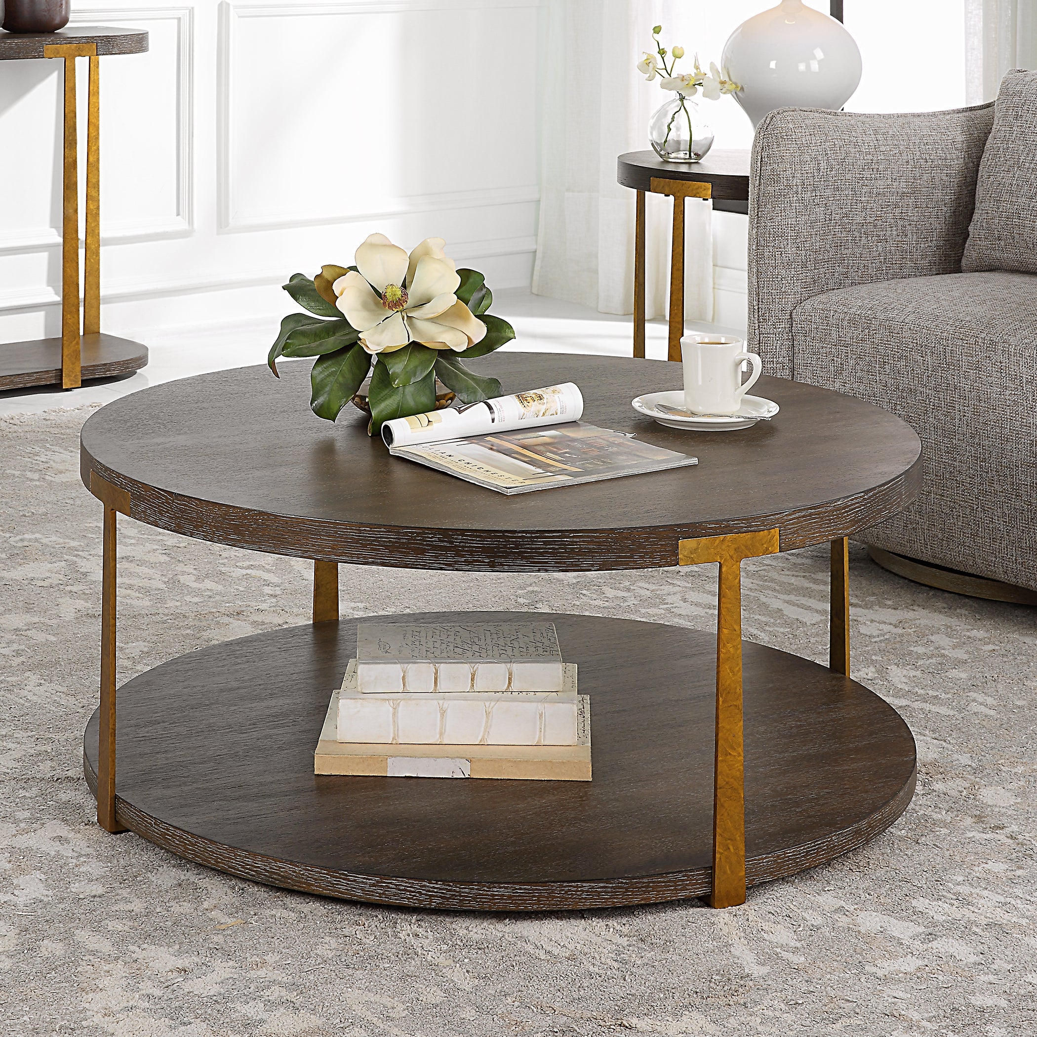 Uttermost Palisade Round Wood Coffee Table - Image 7