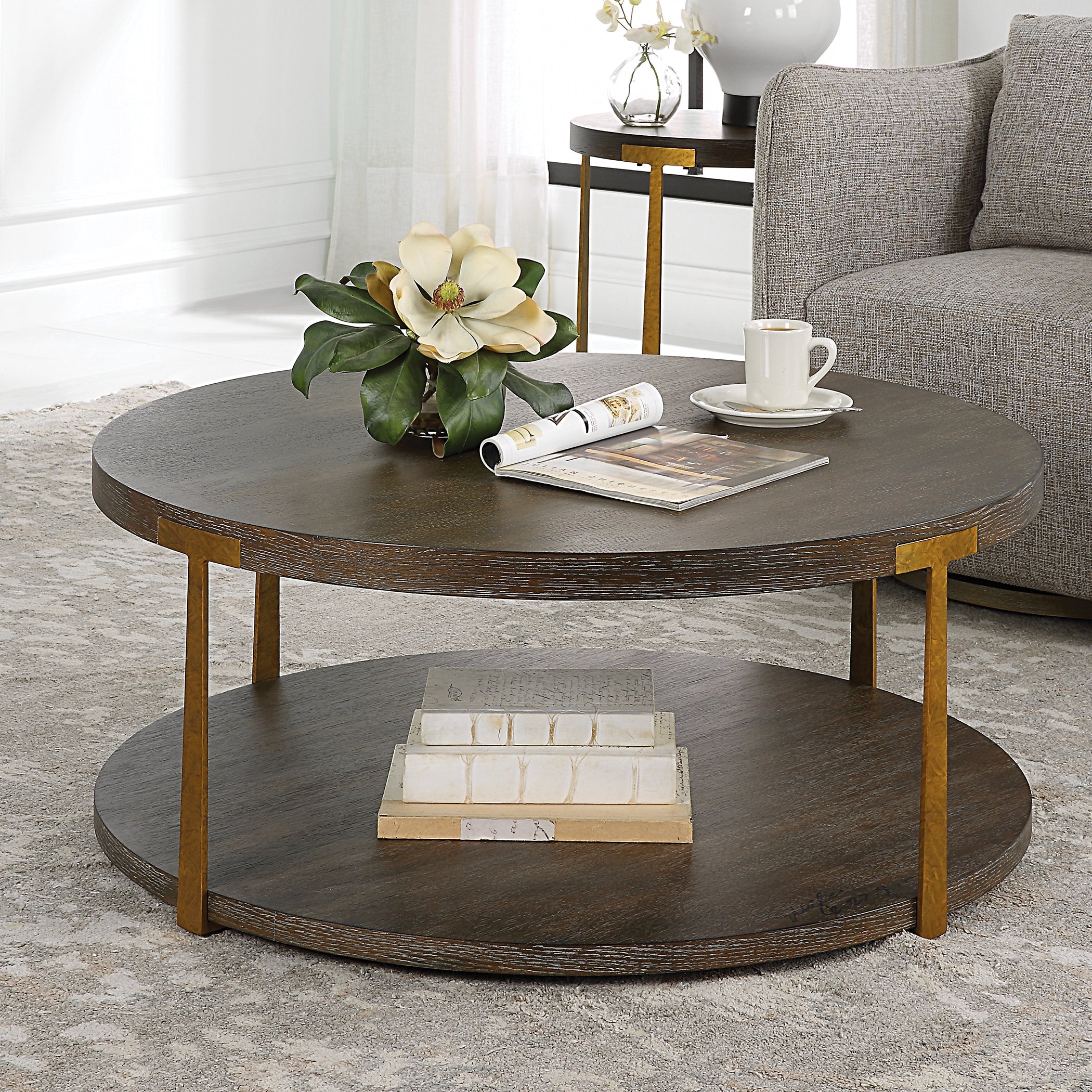 Uttermost Palisade Round Wood Coffee Table - Image 8