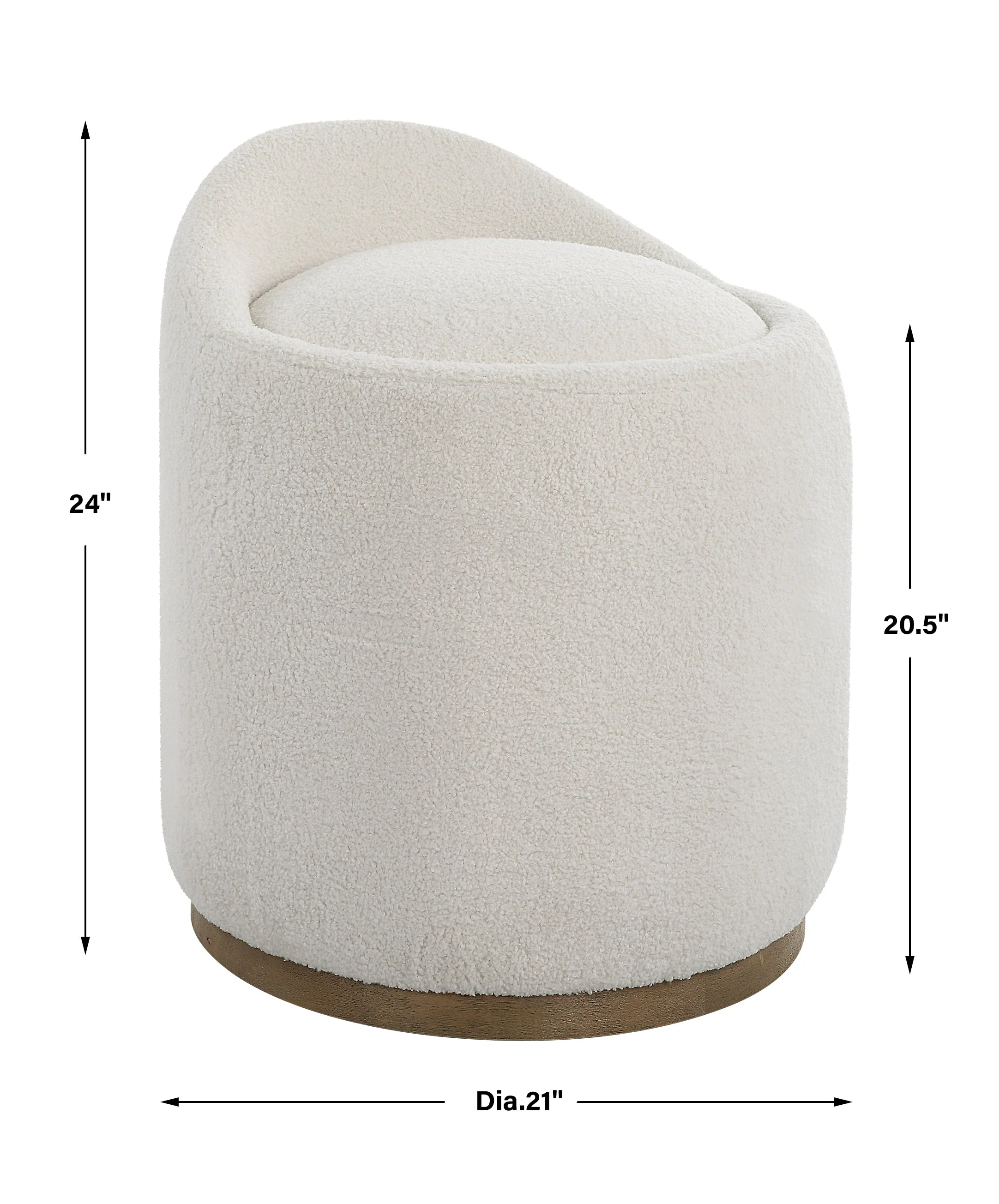 Uttermost Swirl Swivel Sheepskin Ottoman - Image 3