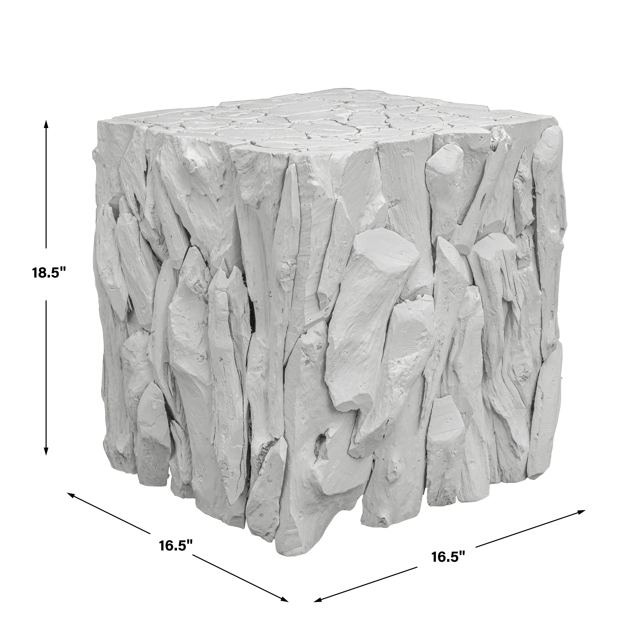 Uttermost Teak Root White Bunching Cube - Image 3