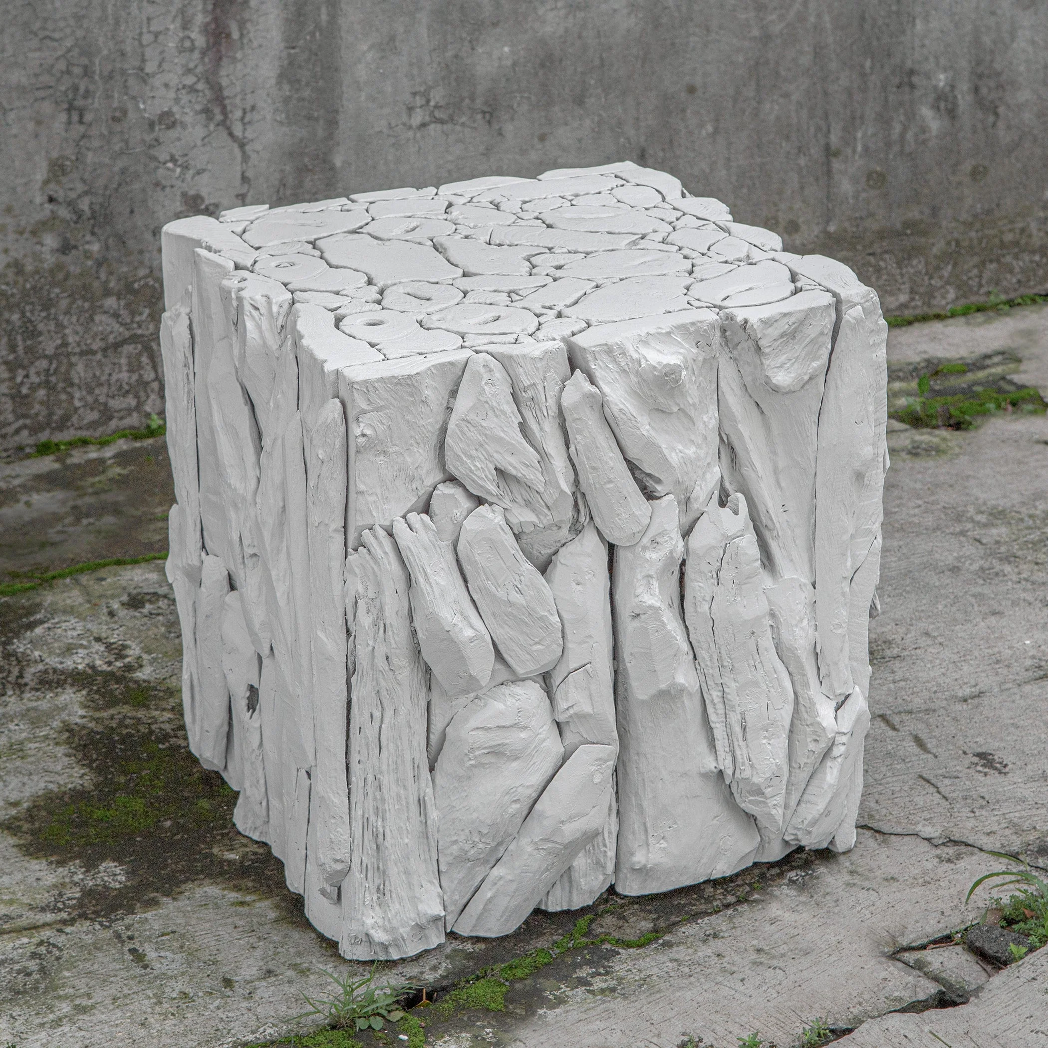 Uttermost Teak Root White Bunching Cube - Image 4