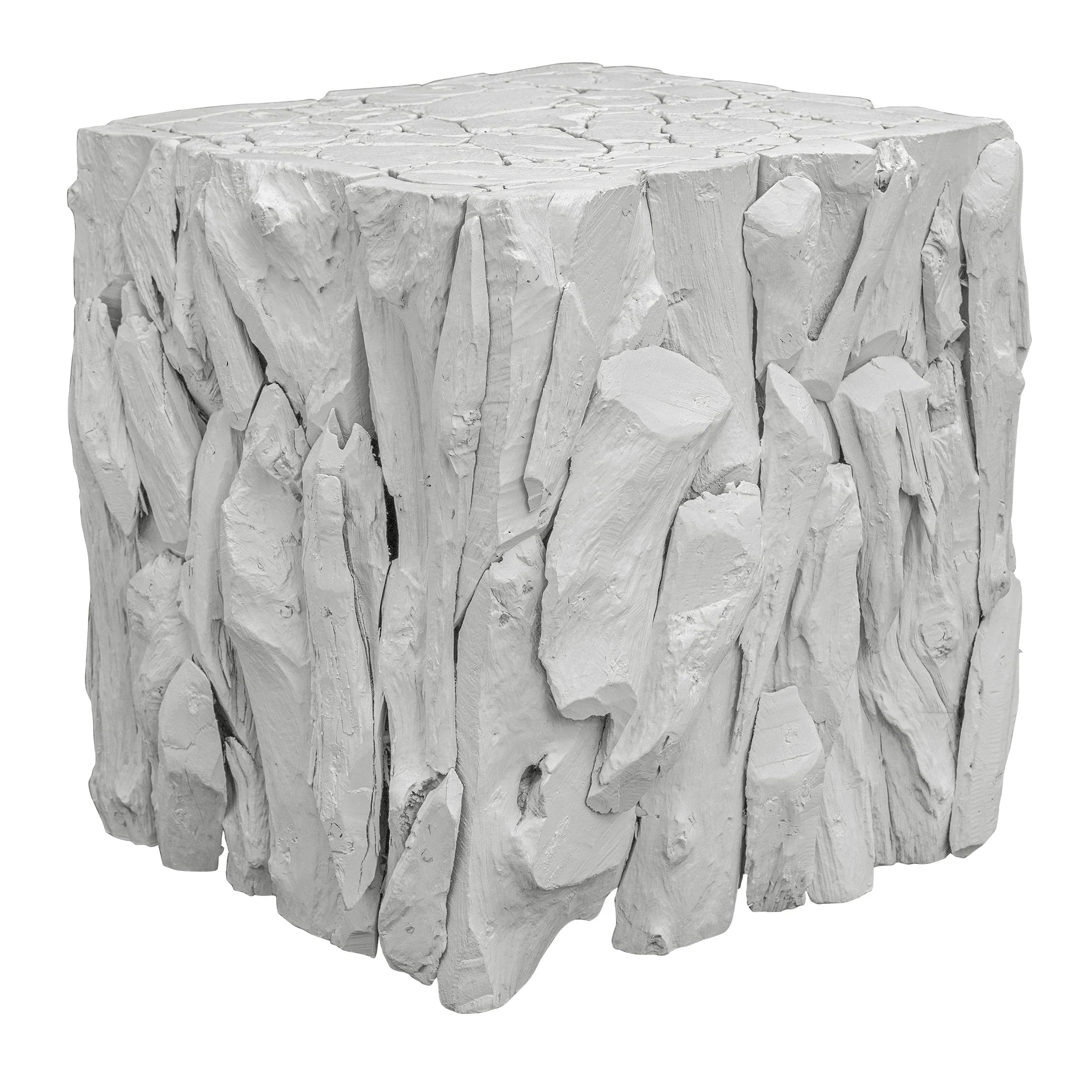 Uttermost Teak Root White Bunching Cube - Image 5