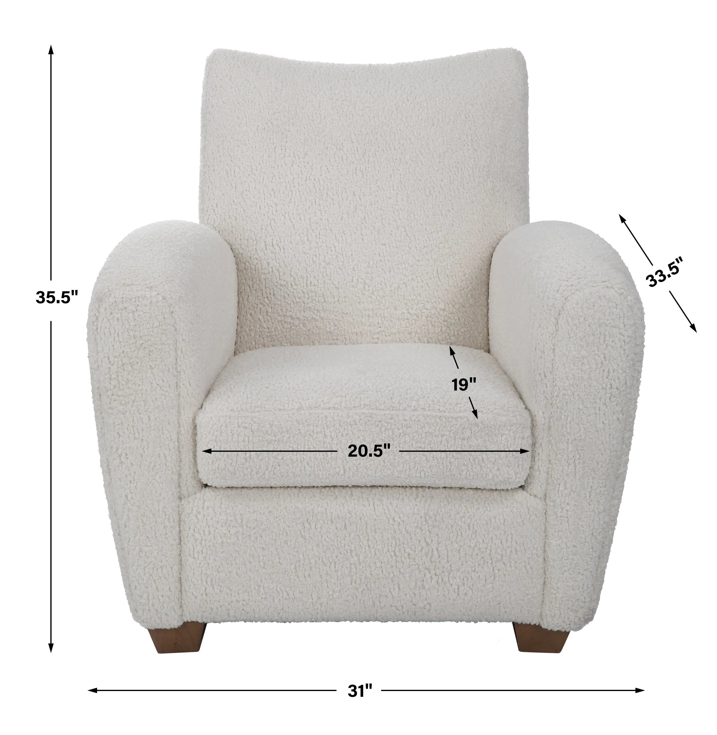 Uttermost Teddy White Shearling Accent Chair - Image 3