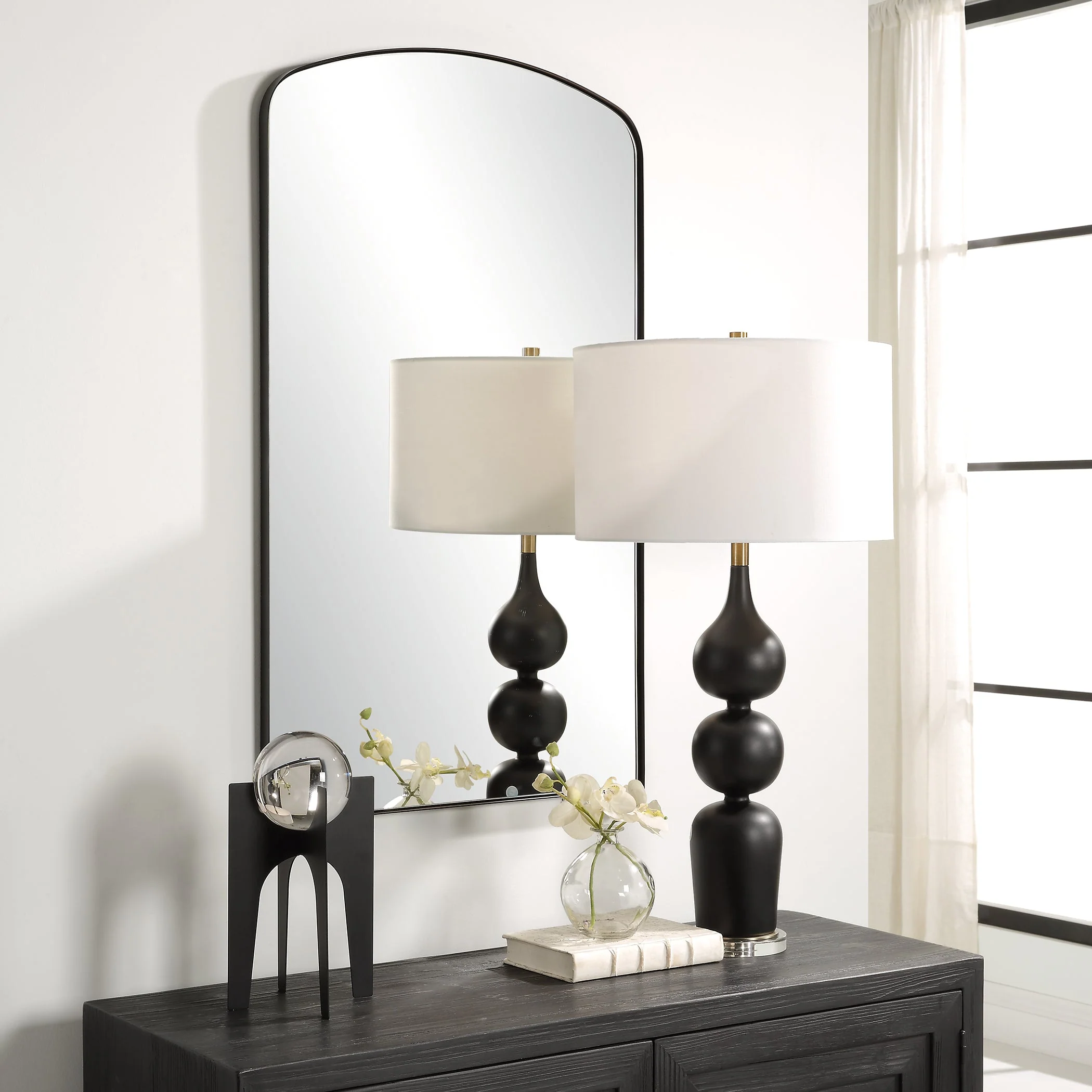 Uttermost Tordera Black Arch Mirror - Image 4