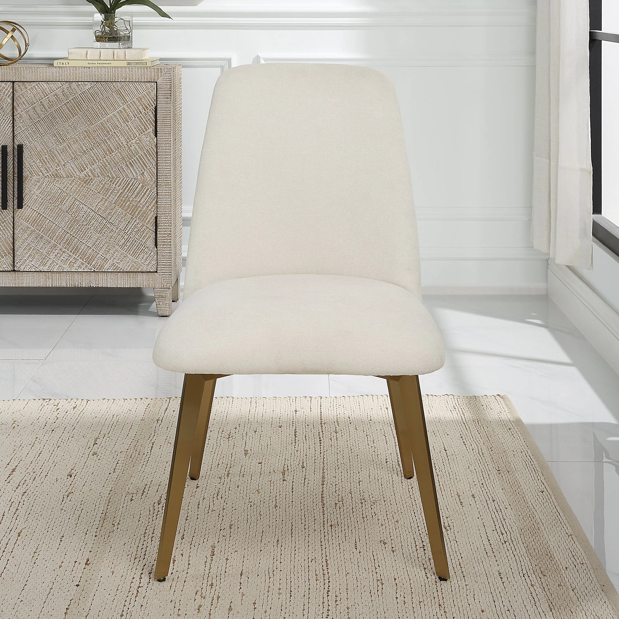 Uttermost Vantage Off White Fabric Dining Chair - Image 2