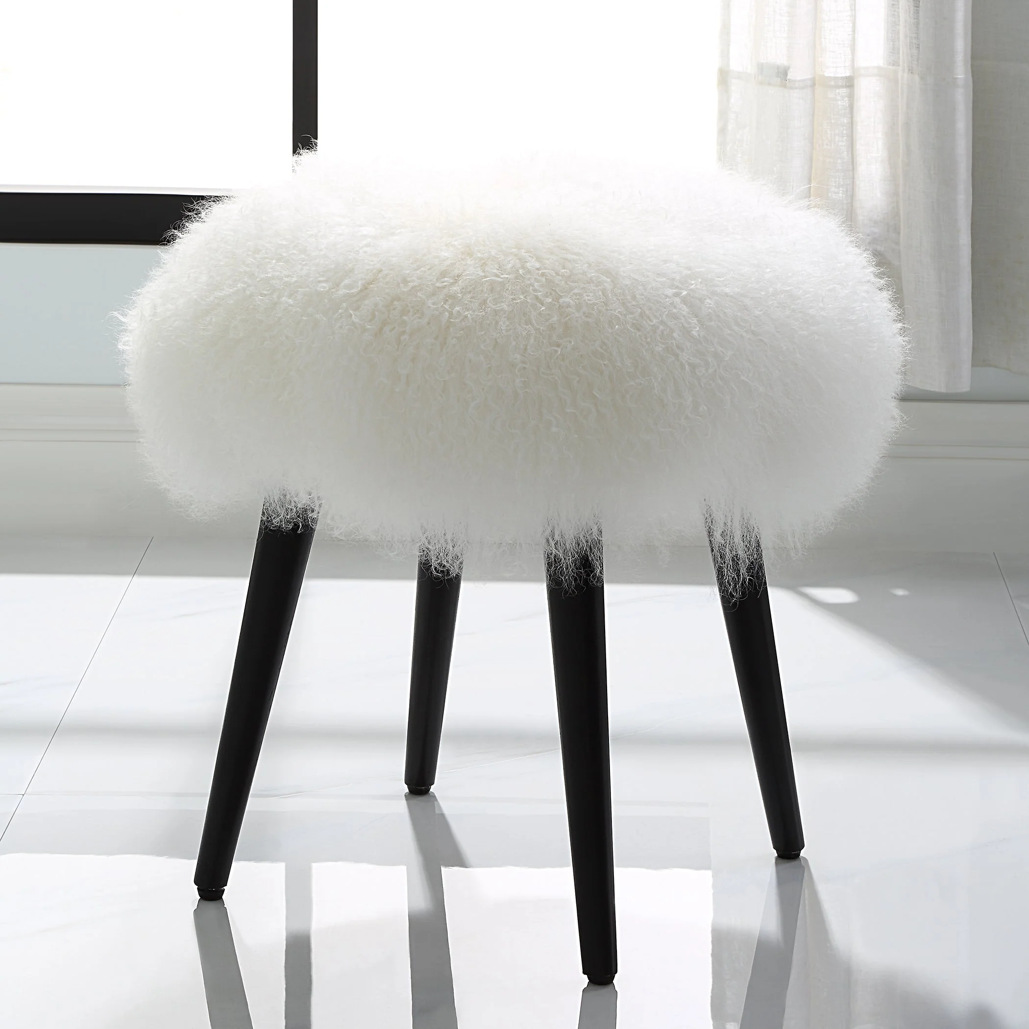 Uttermost Wooly Sheepskin Accent Stool - Image 2