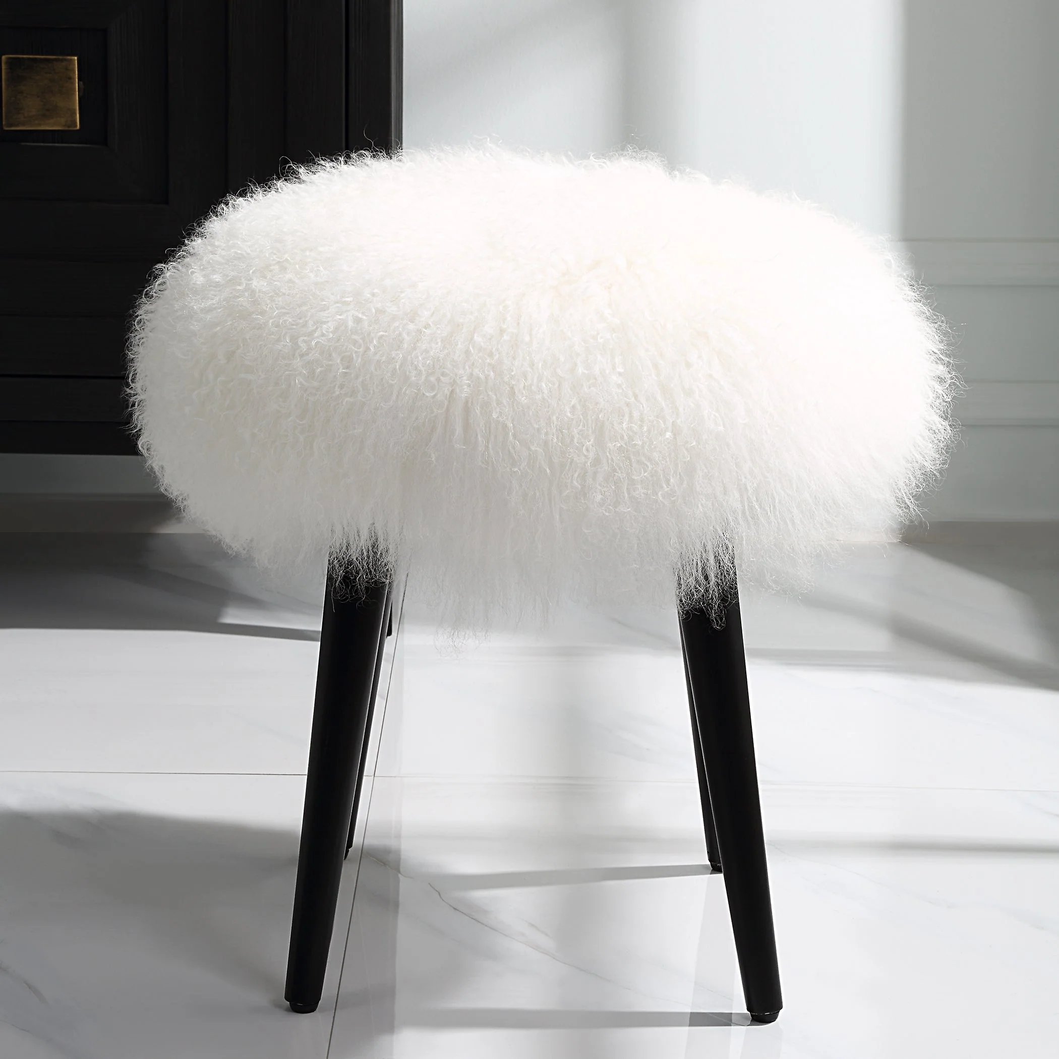 Uttermost Wooly Sheepskin Accent Stool - Image 4