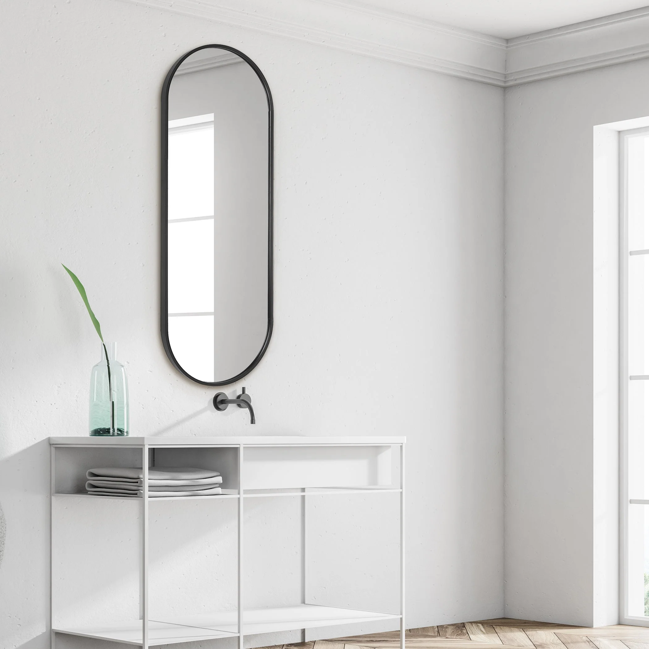 Varina Tall Mirror, Black - Image 8