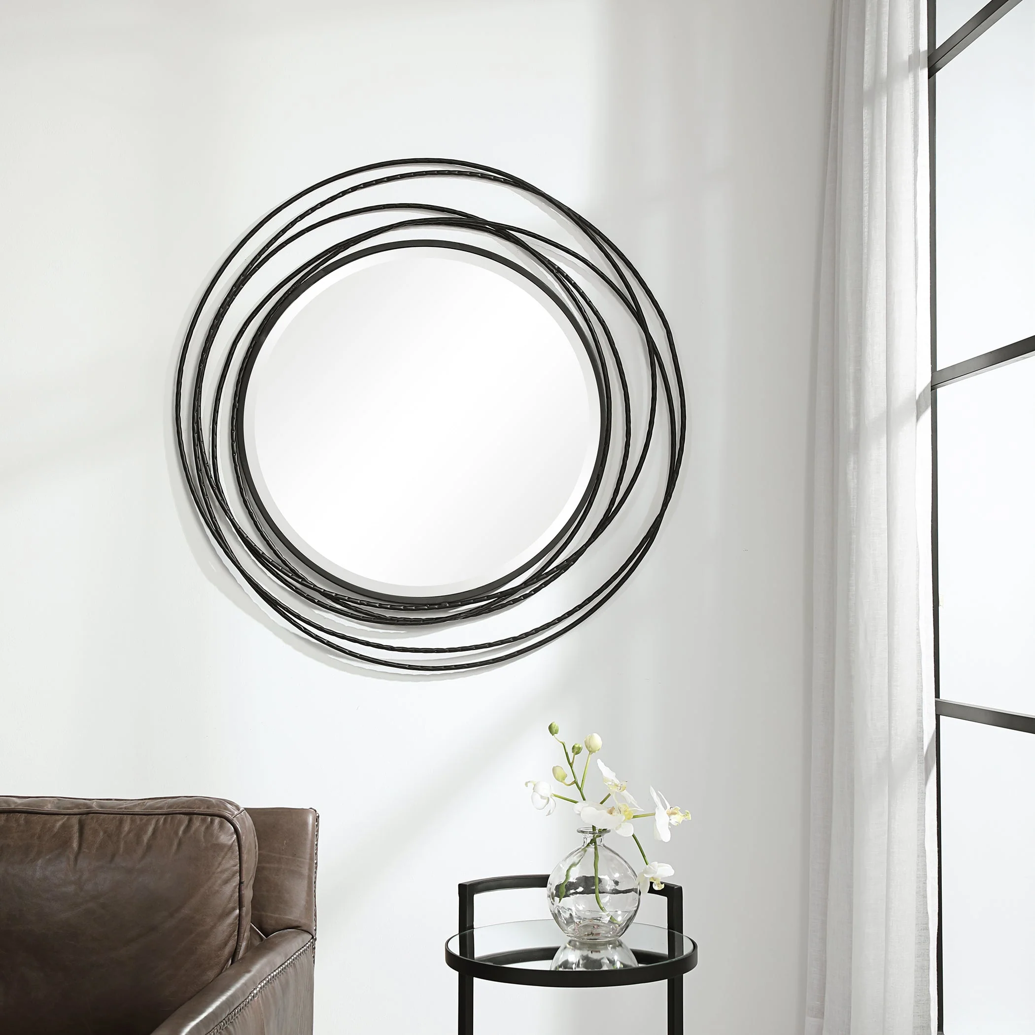 Whirlwind Black Round Mirror - Image 3