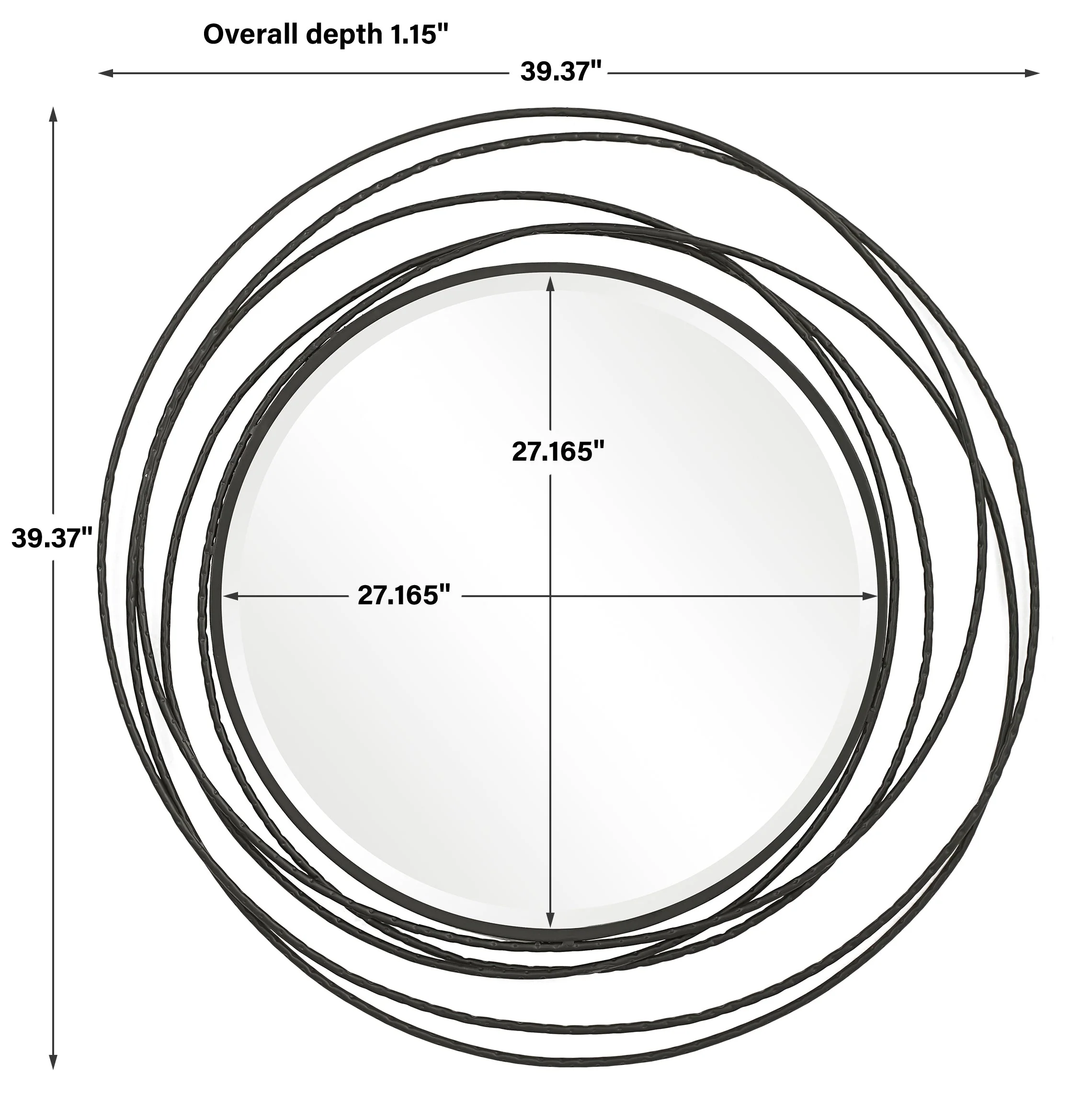 Whirlwind Black Round Mirror - Image 4