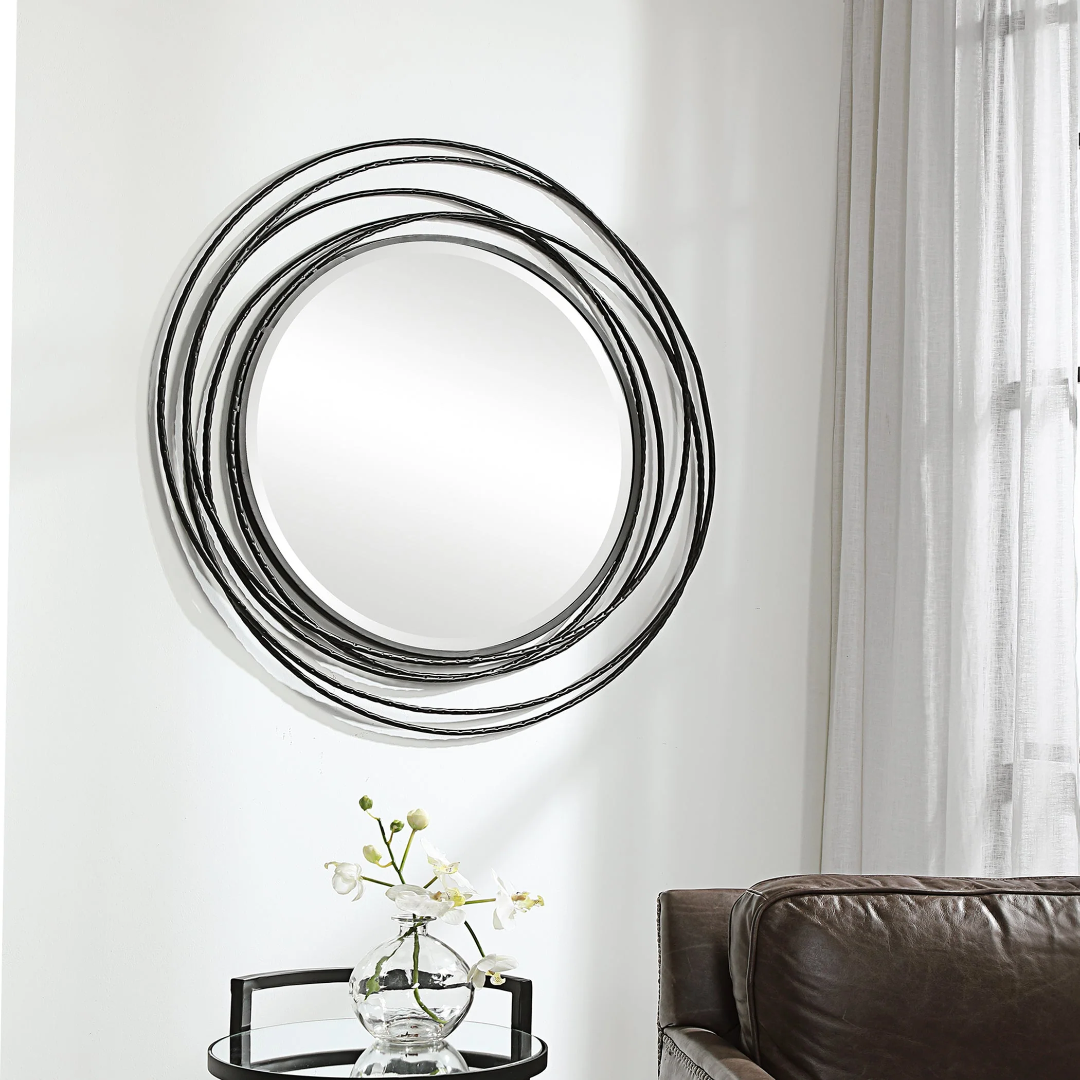 Whirlwind Black Round Mirror - Image 5