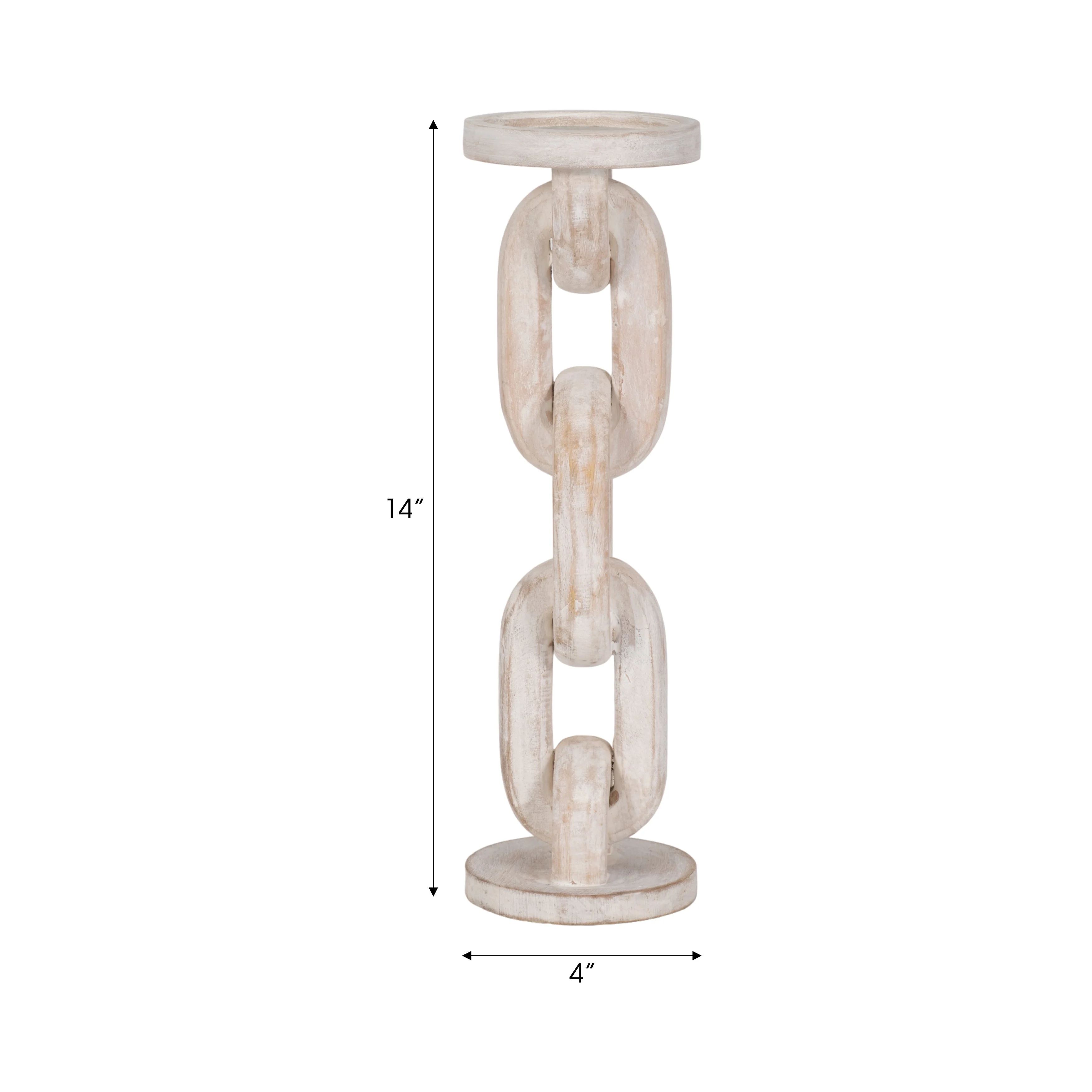 Wood, 14" Chain Pillar Candle Holder, White - Image 18