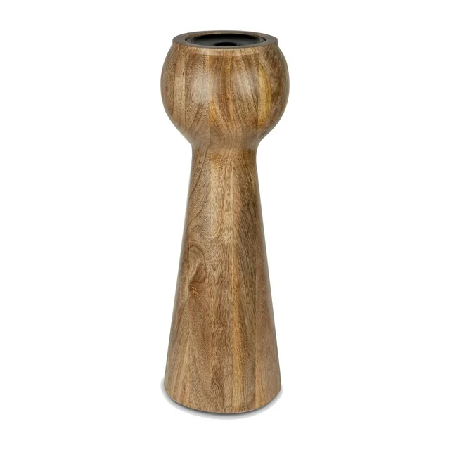 WOOD, 18"H CANDLE HOLDER, BROWN